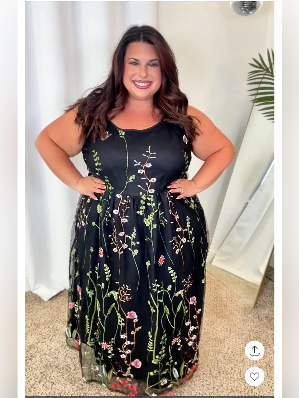 Plus Black Floral Embroidered Maxi Dress